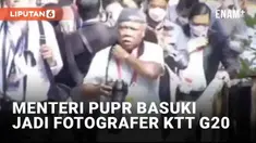 Menteri PUPR Basuki Hadimuljono curi perhatian dalam gelaran KTT G20 di Bali. Berbeda dengan tugas utamanya mengawal pembangunan infrastruktur, kali ini ia menjadi fotografer dengan topinya yang khas. Basuki menenteng kamera dengan lensa tele, menyat...