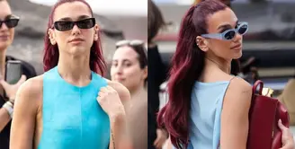 Lihat di sini beberapa potret penampilan transparan Dua Lipa di show Jacquemus "La Casa."