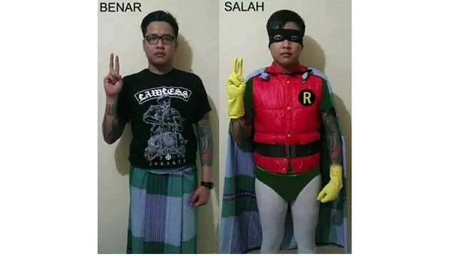 Cara pakai sarung kocak (Sumber: Instagram/awreceh.id)