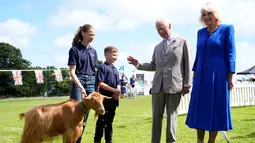 Mulai sekarang, jenis kambing yang dikenal karena hubungannya dengan pulau Guernsey ini akan memiliki gelar khusus Royal Golden Guernsey Goat. (Andrew Matthews / POOL / AFP)