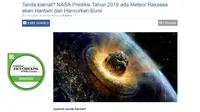 Cek Fakta - Meteor Hantam Bumi pada 2019?