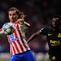 Aksi Antoine Griezmann dalam laga Liga Champions antara Atletico Madrid vs Union Saint-Gilloise, Rabu (5/11/2025). (AP Photo/Manu Fernandez)