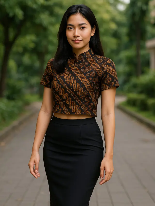 7 Model Crop Top Batik Lengan Pendek, Gaya Tradisional yang Makin Kekinian