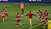 Olympiacos meraih kemenangan 1-0 atas Fiorentina pada laga final&nbsp;Europa Conference League musim ini di&nbsp;OPAP Arena, Athens, Kamis (30/5/2024) dini hari WIB. Hasil tersebut membuat&nbsp;Olympiacos meraih trofi juara&nbsp;Europa Conference League yang perdana. (AFP/Theophile BLOUDANIS)