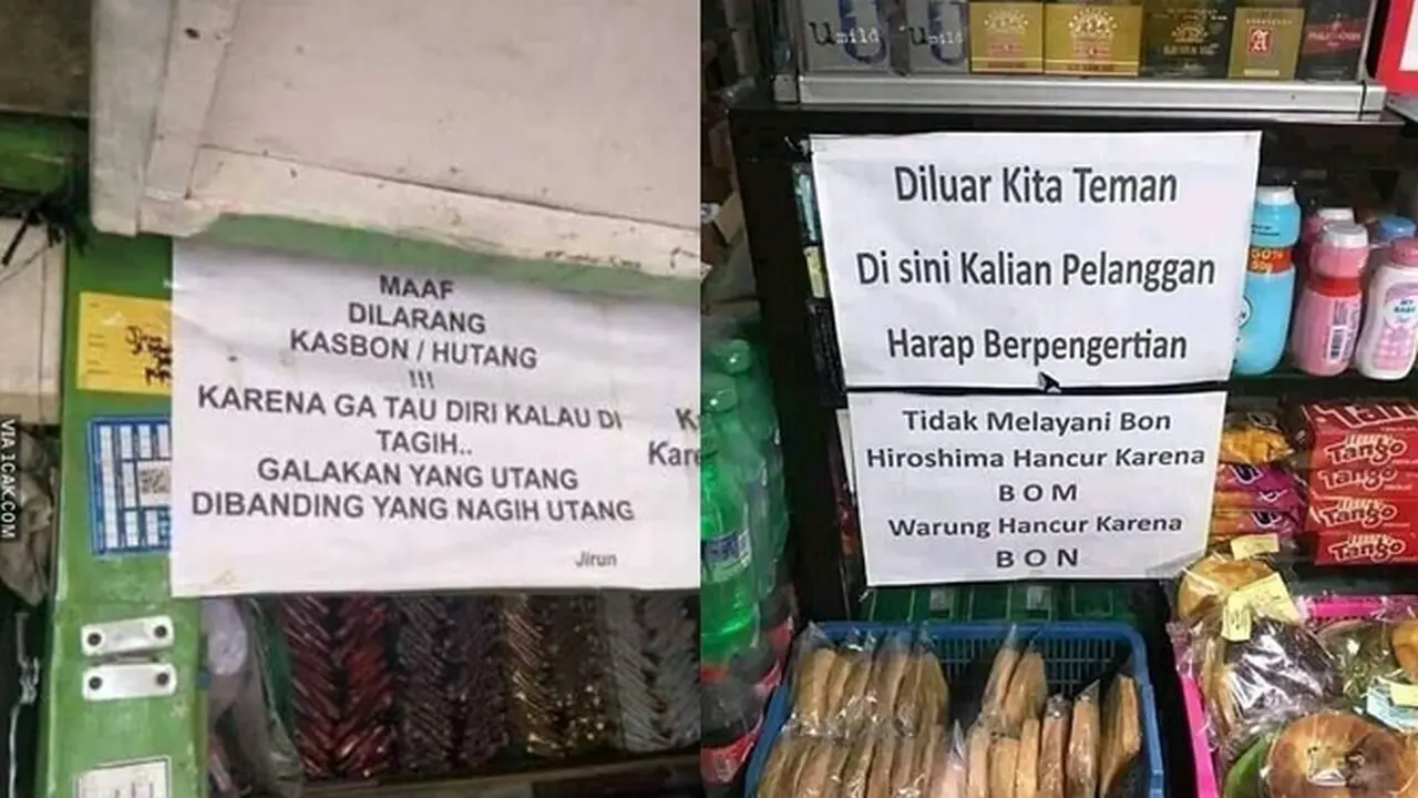 6 Tulisan Dilarang Utang di Warung Ini Bikin Ngakak