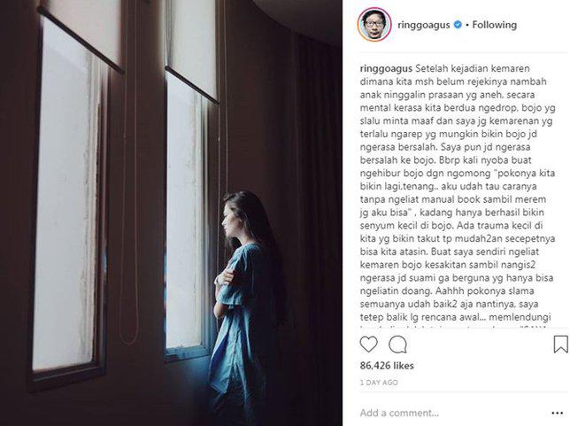 Ringgo berusaha menguatkan dan memberi semangat Sabai, &copy; Instagram/ringgoagus