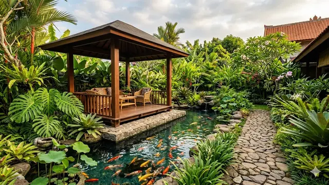 Inspirasi Gazebo Dekat Kolam Ikan yang Bikin Rileks Setiap Hari