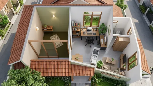 Denah Rumah Kecil Ada Mushola Mungil di Dalam