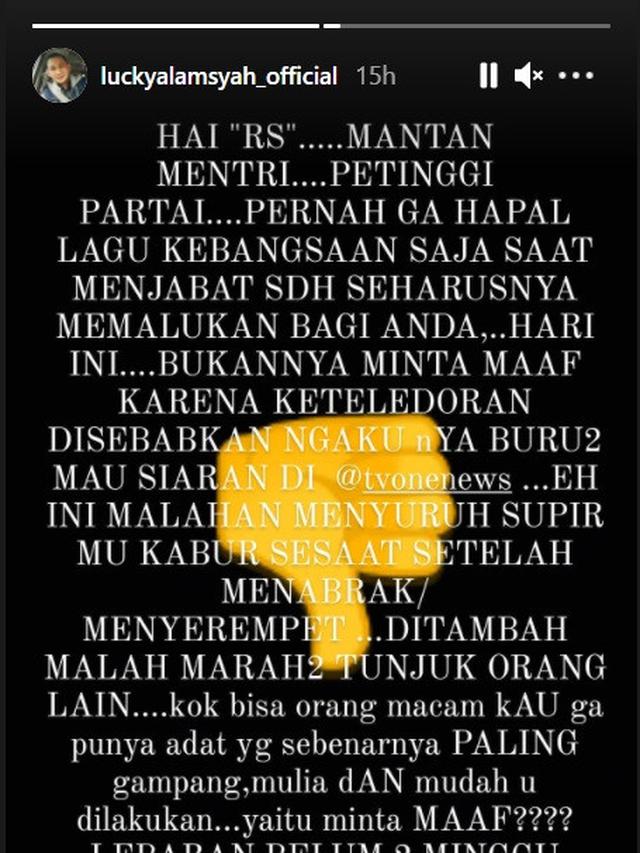 Unggahan Lucky Alamsyah. (Instagram/ luckyalamsyah_official)