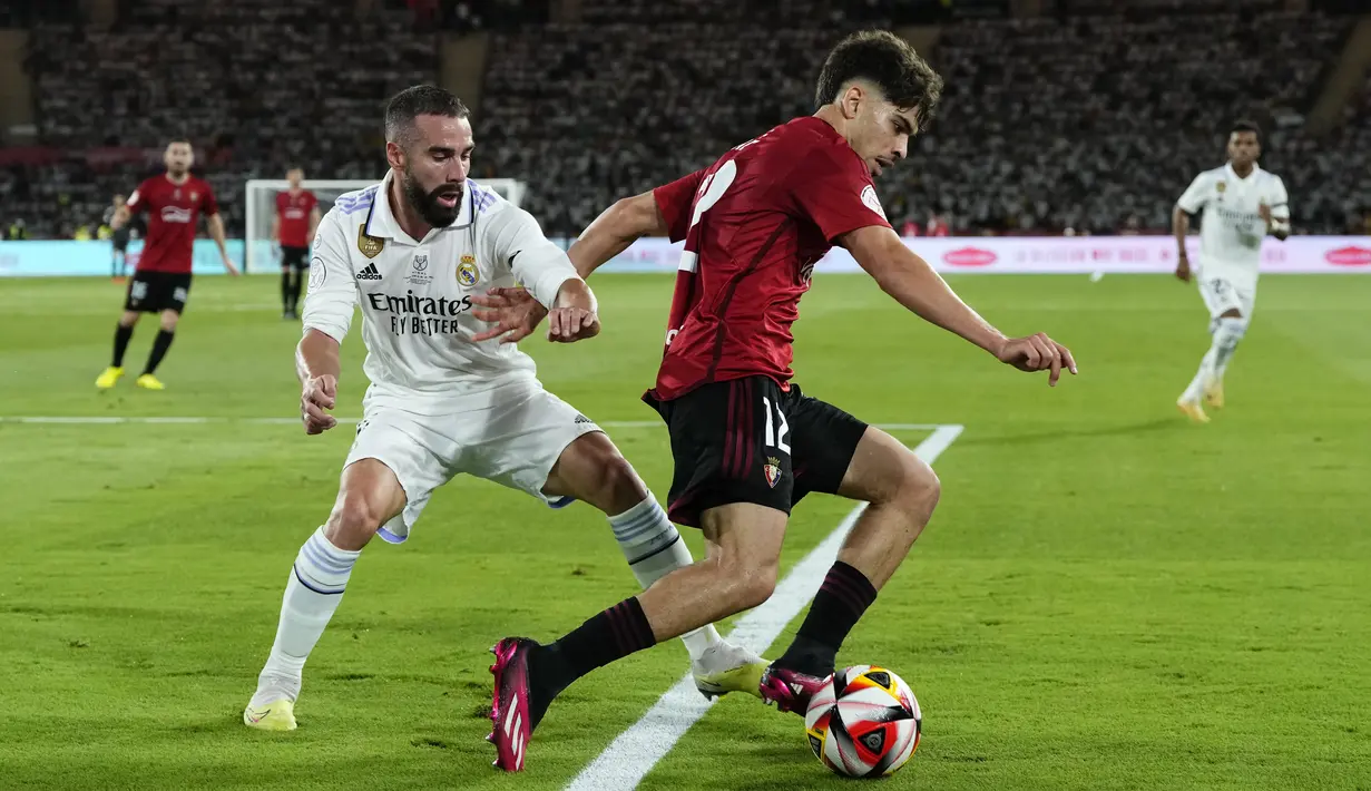 Berkat hasil ini, Real Madrid pun berhak merengkuh trofi Copa del Rey ke-20 sepanjang sejarah mereka. (AP Photo/Jose Breton)