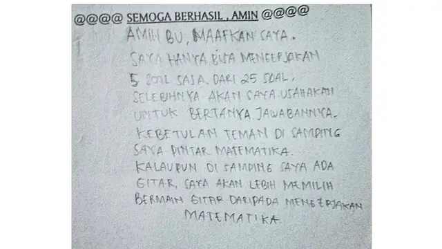 6 Curhatan Murid di Lembar Jawaban Matematika Ini Kocak, Guru Tepuk Jidat