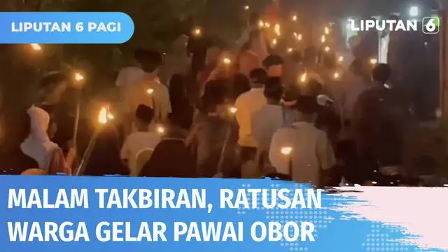 Menyambut Hari Raya Idul Fitri, ratusan santri bersama warga di Desa Bayah Timur, Kabupaten Lebak, Banten, menggelar pawai obor. Selain membawa obor, peserta arak-arakan juga mengumandangkan takbir dengan iringan beduk dan musik qasidah.