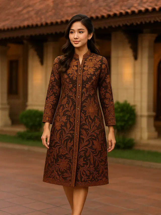 Model Tunik Batik Kancing Depan Terbaru