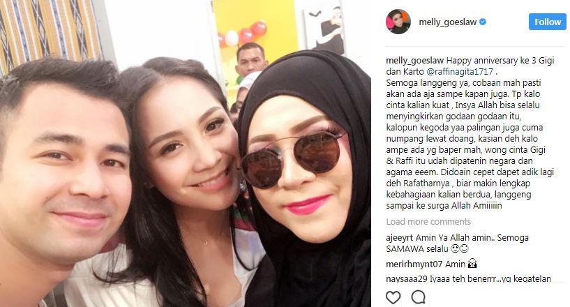 Raffi Ahmad dan Nagita Slavina banyak menerima doa di ulang tahun pernikahan mereka yang ke-3.
