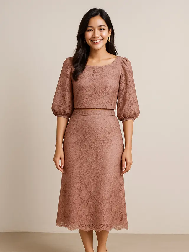 Model Baju Bridesmaid Brokat Non Hijab/Ilustrasi oleh AI