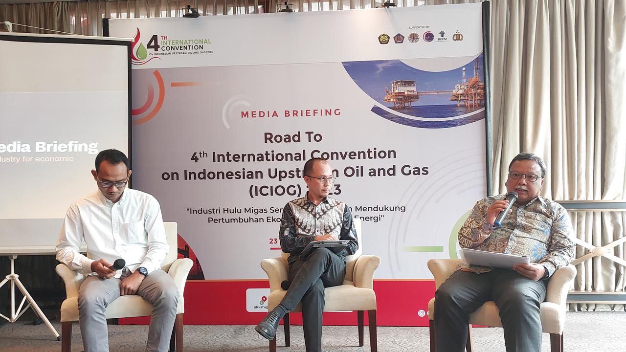 Wakil Kepala Satuan Kerja Khusus Pelaksana Kegiatan Usaha Hulu Minyak dan Gas Bumi (SKK Migas) Nanang Abdul Manaf, dalam Media Briefing, di Jakarta, Rabu (23/8/2023). (Arief/Liputan6.com)