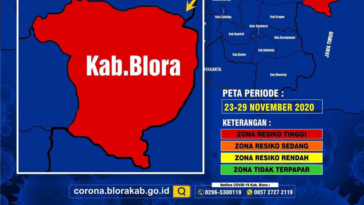 Peta Zona Resiko Covid-19 Kabupaten Blora, Jawa Tengah (Liputan6.com/Ahmad Adirin)