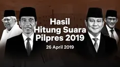 Berikut hasil hitung suara Pemilu 2019 yang sudah masuk di situs pemilu2019.kpu.go.id pada Jumat 26 April 2019.