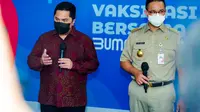Kementerian BUMN, Kementerian Kesehatan, Pemda DKI, dan Indonesia Healthcare Corporation melakukan kolaborasi untuk meluncurkan Sentra Vaksinasi Covid-19 di Istora Senayan (dok: KBUMN)