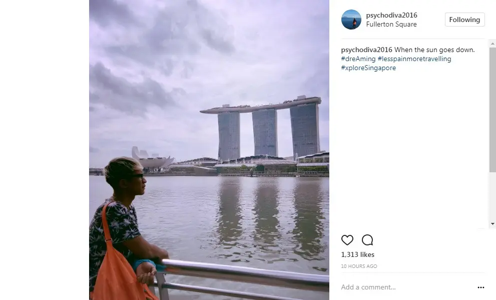 Aming tak bersemangat berada di Singapura, ada apa? (Foto: Instagram)