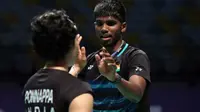 Pemain India, Ashwini Ponnappa/Satwiksairaj Rankireddy, mengakui kalah pengalaman dari Denmark pada laga pertama Piala Sudirman 2017, Senin (22/5/2017). (BWF Badminton)