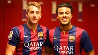 Gerard Deulofeu dan Rafinha berpose bareng (FC Barcelona.com)