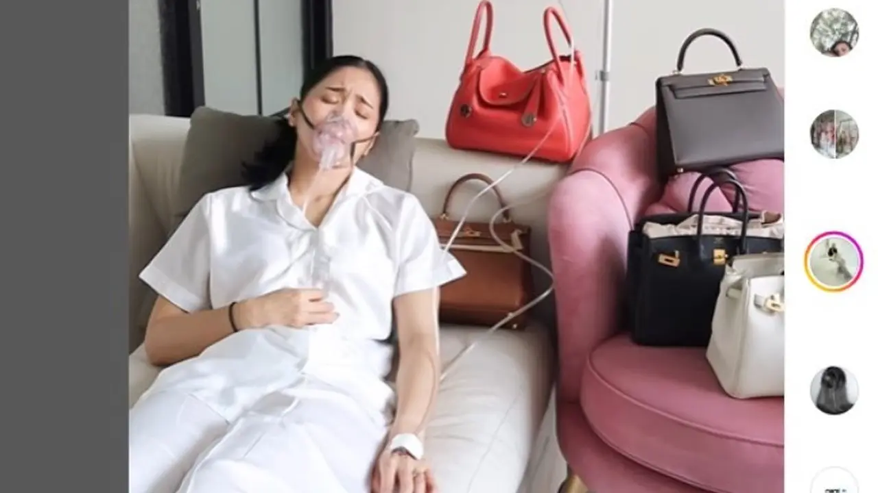 Bunga Zainal Unggah Foto Terbaring Pakai Selang Infus Dikelilingi Tas Hermes