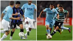 Foto kolase saat David Pizarro (kiri) saat membela Inter Milan dalam pertandingan Liga Italia pada 5 November 2005 dan Pizarro (kanan) saat membela Manchester City dalam pertandingan Europa League pada 15 Maret 2012. (AFP/Vicenzo Pinto, Paul Ellis)