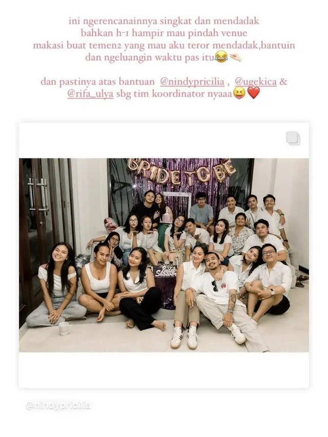 Tampilan Mahalini  saat Bridal Shower. [@nindypricilia]