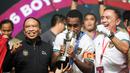 Kapten Timnas Indonesia U-16, M Iqbal Gwijangge meraih penghargaan Pemain Terbaik di Piala AFF U-16 2022. (Bola.com/Bagaskara Lazuardi)