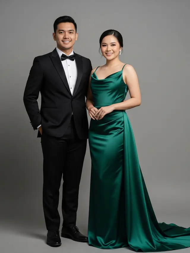 Model Baju Bridesmaid Couple Model Setelah Jas Formal dan Gaun Satin Elegan