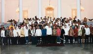 Jokowi saat bertemu jajaran TKN dan TKD Jokowi-Ma'ruf di Istana Kepresidenan Bogor, Jawa Barat. (Istimewa)