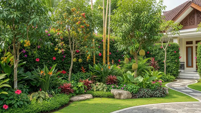 Desain Kebun Buah Campur Tanaman Hias di Halaman Depan Rumah/Gemini AI
