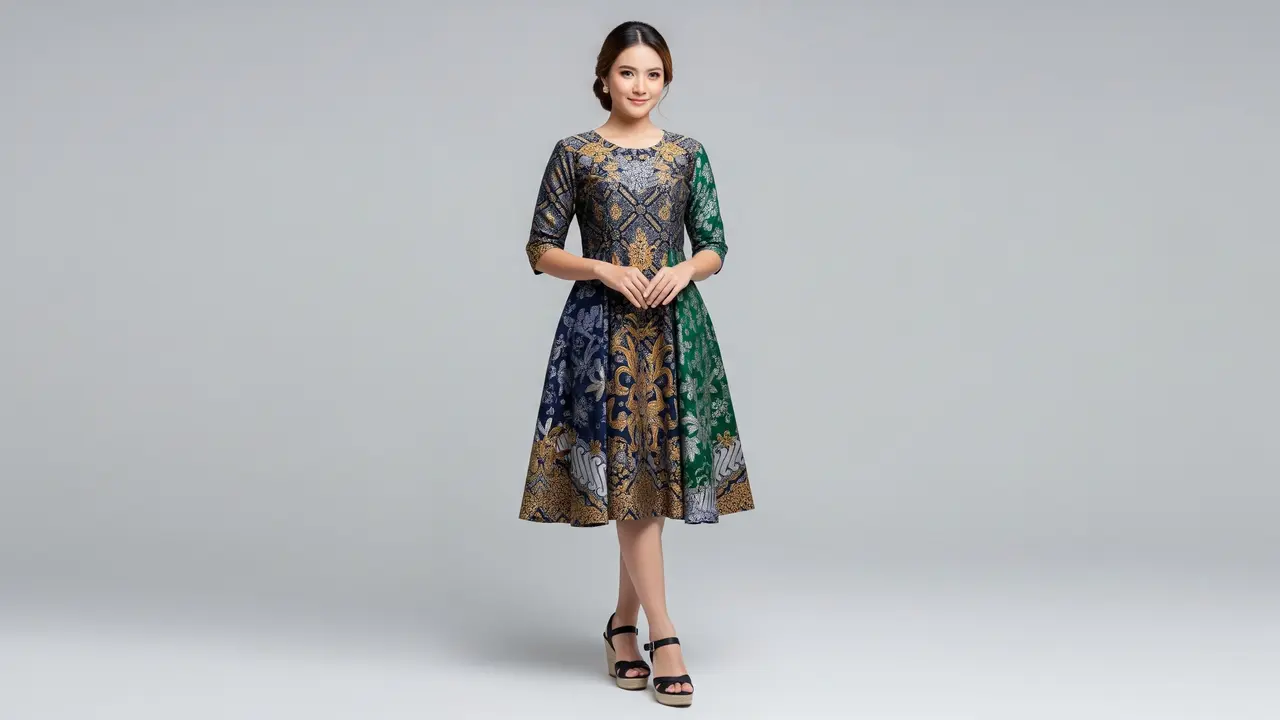 Model Baju Pesta Rok Batik A-Line/Ilustrasi Gemini AI