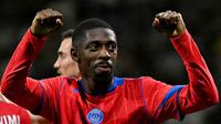 Selebrasi Ousmane Dembele dalam laga&nbsp;Toulouse vs PSG di Ligue 1 2025/2026, Minggu (31/8/2025). (Lionel Bonaventure/AFP)