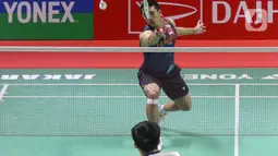 Kepastian Jonatan Christie berlaga di final Daihatsu Indonesia Masters 2025 didapat setelah berhasil menumbangkan perlawanan Wang Tzu-Wei. (Liputan6.com/Herman Zakharia)