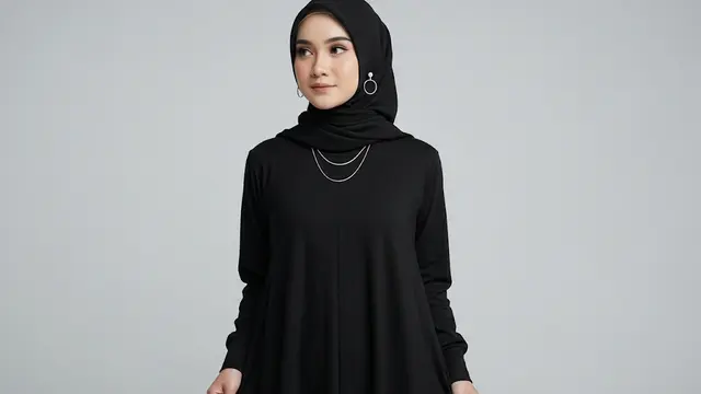 Gamis Katun Warna Monokrom