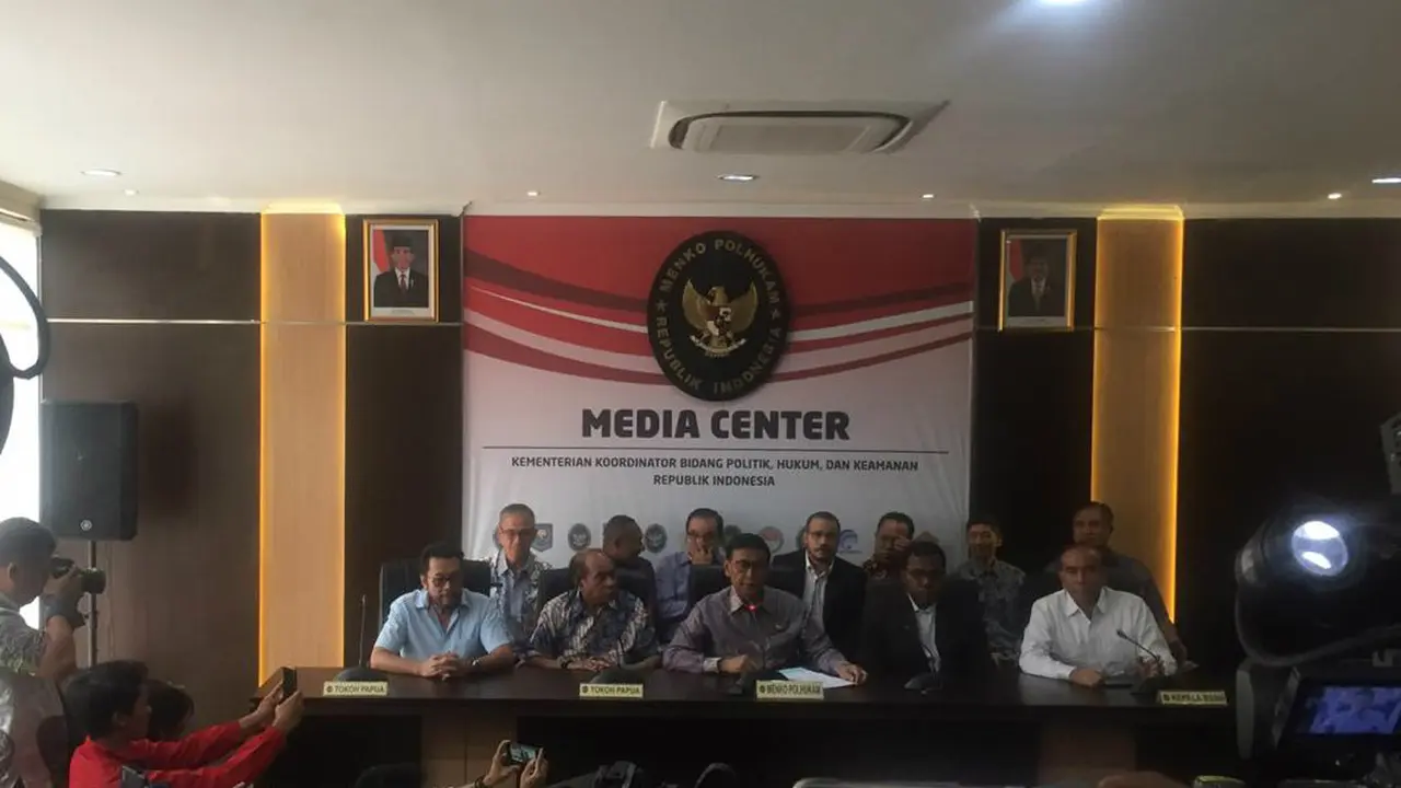 Menko Wiranto dan tokoh Papua menggelar jumpa pers, Jumat (30/8/2019).