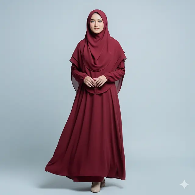 Gamis Kombinasi dengan Khimar Instan Elegan Terbaru 2025. Gemini