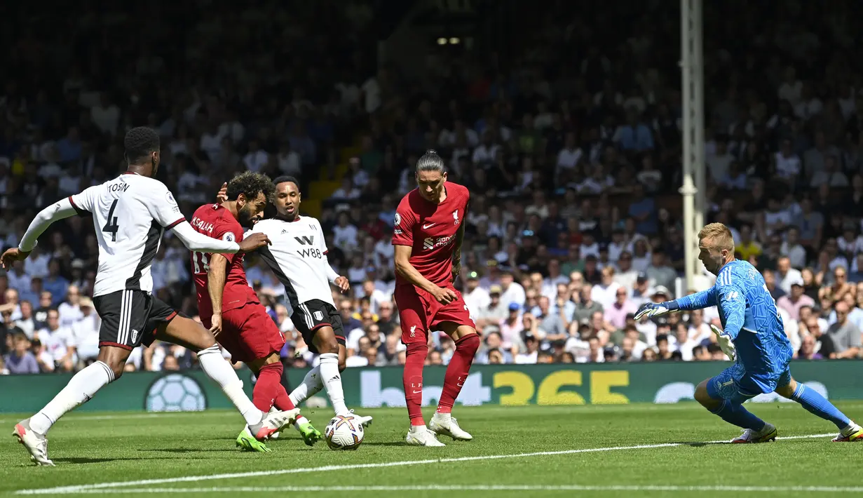 Sedangkan Mohamed Salah mencetak dua gol dalam tiga pertandingan dengan 270 menit bermain. Namun sayangnya Liverpool harus menghuni posisi 16 klasemen sementara usai dua kali seri dan satu kali kalah oleh Manchester United. (AFP/Justin Tallis)