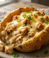 Resep baked potato isi ayam creamy keju (AI generated)