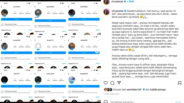 Chua Kotak Diteror Banyak Akun Bodong di Instagram, Responsnya Sungguh Tenang