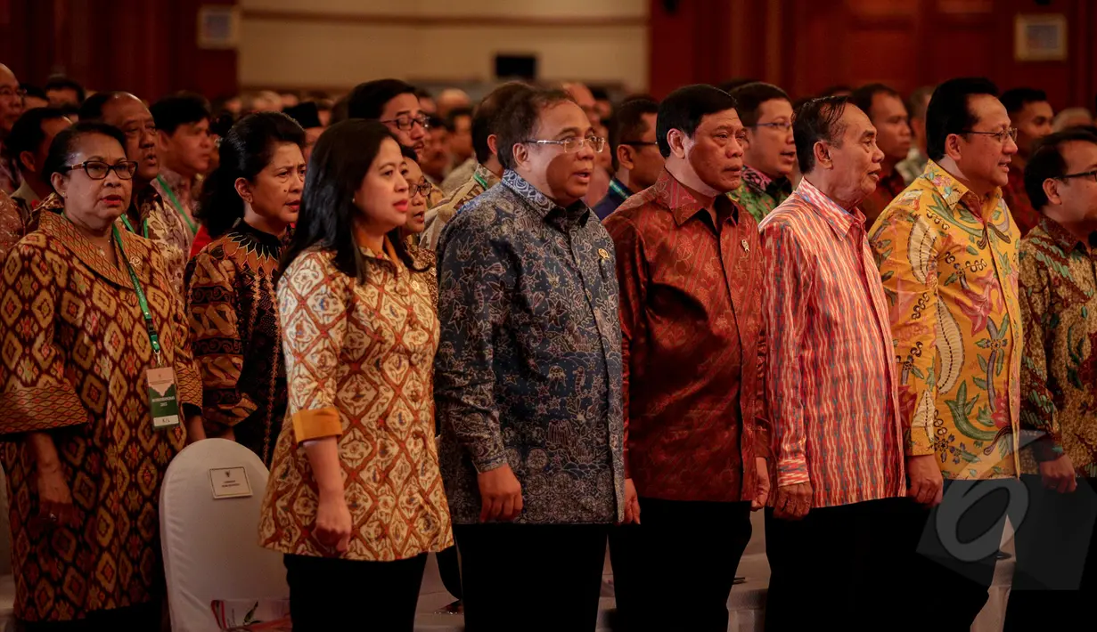 Sejumlah menteri tampak hadir di acara pembukaan Musyawarah Perencanaan Pembangunan Nasional (Musrenbangnas) Tahun 2015 di Jakarta, Rabu (29/4/2015). (Liputan6.com/Faizal Fanani)