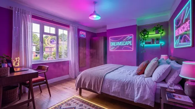 kamar warna Neon Gemini AI