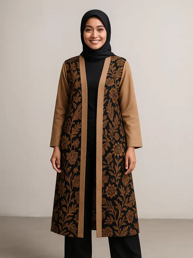 Model Cardigan Batik Panjang Terbaru 2025/ Ilustrasi AI