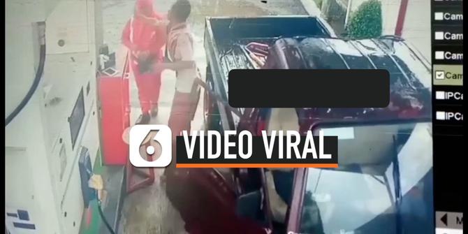 VIDEO: Viral, Rekaman Pengendara Pukul Wajah Petugas SPBU Wanita