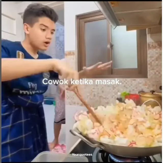 6 Potret Cowok Masak Sambil Lari hingga Barang Berjatuhan Ini Bikin Ngakak