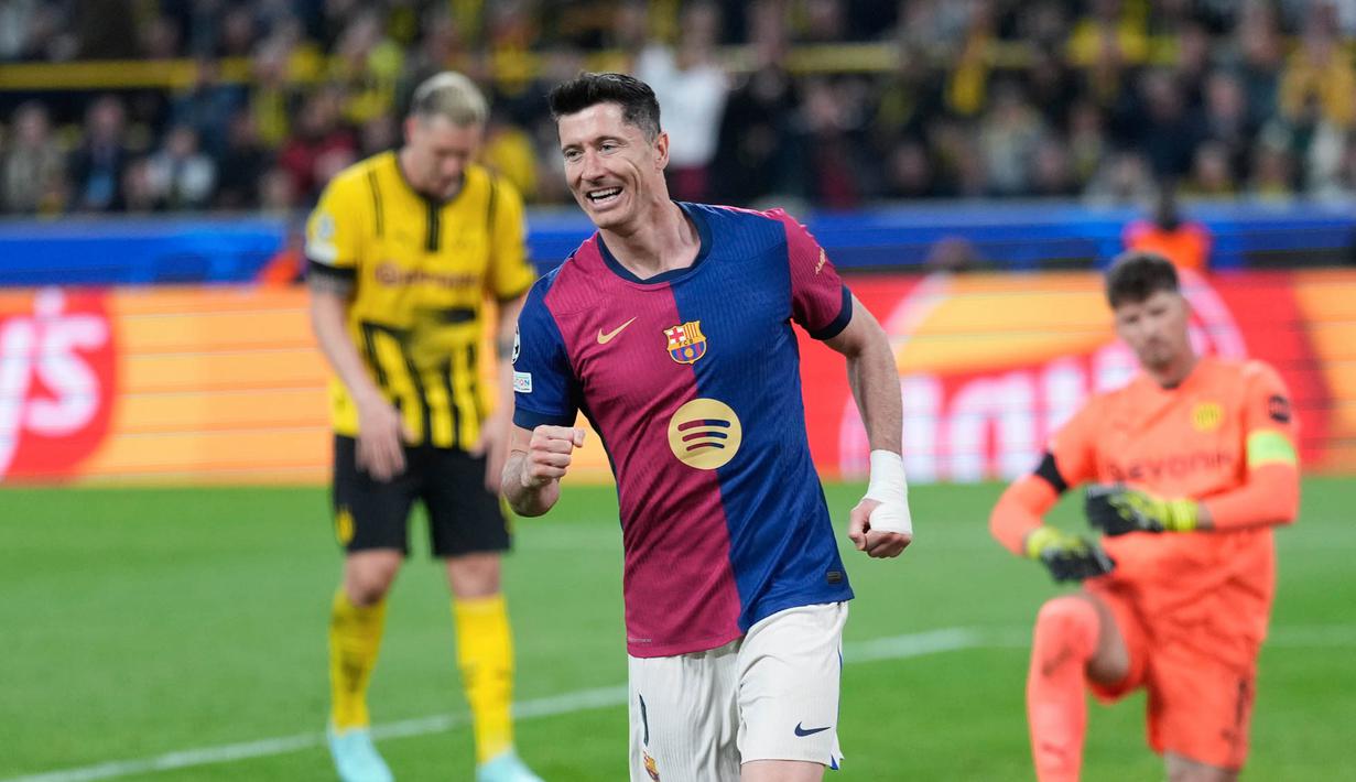 Barcelona memastikan melaju ke semifinal Liga Champions usai menang agregat 5-3 atas Dortmund di perempat final. (AP Photo/Matthias Schrader)