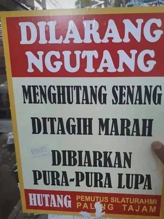 10 Tulisan Nyeleneh di Warung Sindir Orang Utang Ini Bikin Ketawa