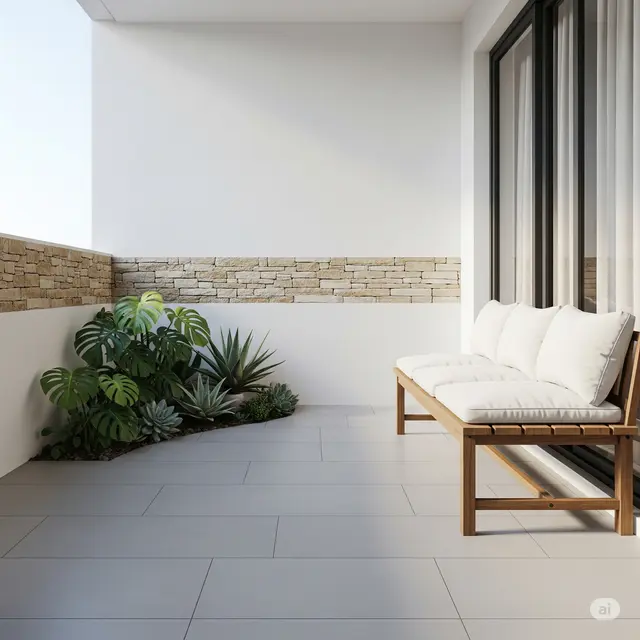 Desain Teras Rumah dengan Bangku Minimalis.